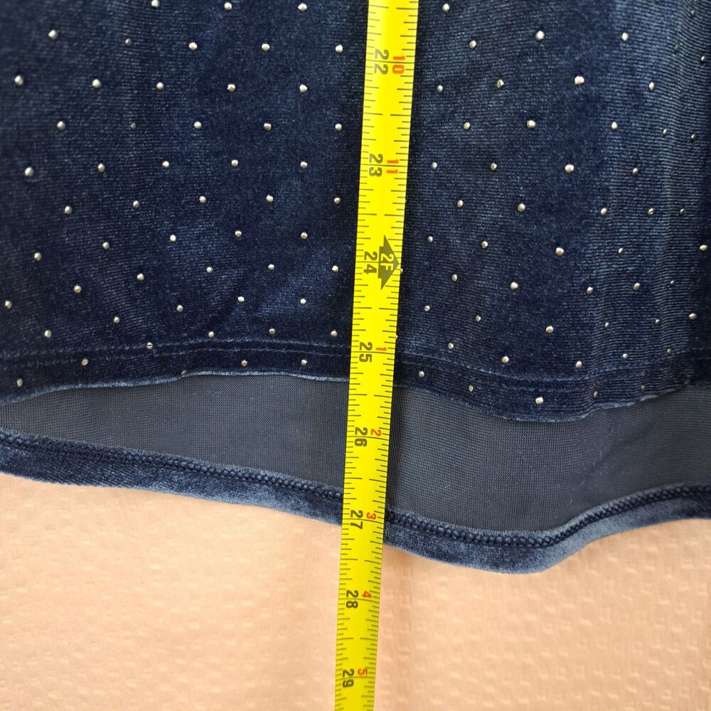 Elle Women Soft Velvet Navy Blue Size L Embellished Sleeveless - Picture 3 of 11